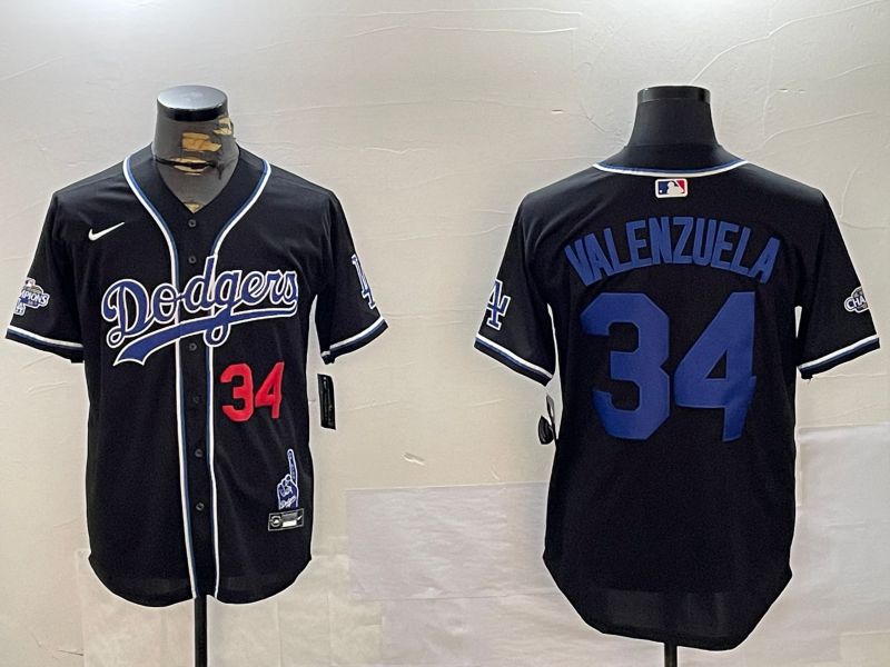 Men Los Angeles Dodgers #34 Valenzuela Black Game 2024 Nike MLB Jersey style 12022